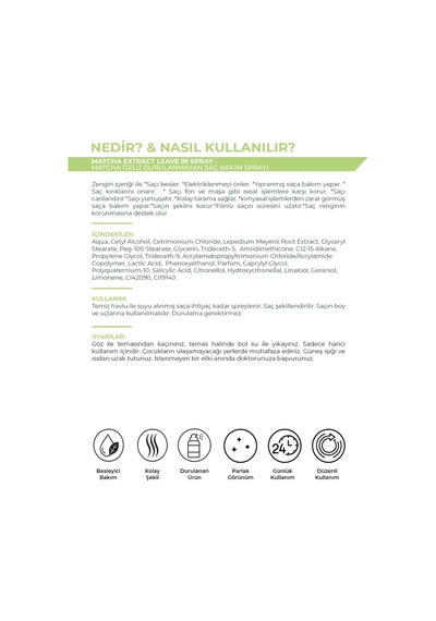 Matcha Mucize Leaving In Spray Nemlendirici Hacim Veren Yapılandırıcı Saç Spreyi 150 Ml - 802072699