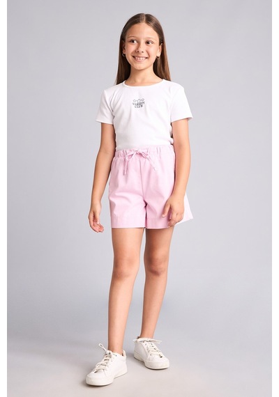 Defacto Regular Fıt Elastik Bel Gabardin Pembe Şort Kız Çocuk I0060a826hspn614 Pembe-pn614