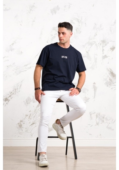 Oversize Önü Baskılı Pamuklu Basic Erkek Penye T-Shirt