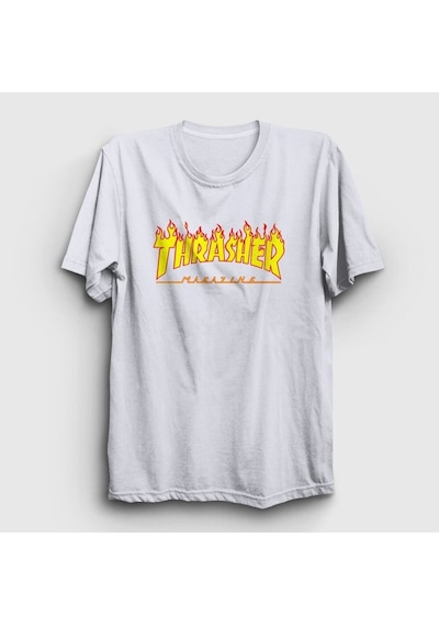 Noıssey Unisex Beyaz Logo Thrasher T-shirt 277580tt