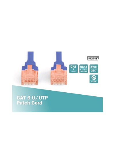 Cat 6 U-utp Bağlantı Kablosu, Bakır, Lszh Awg 26/7, Uzunluk 10 Metre Mavi