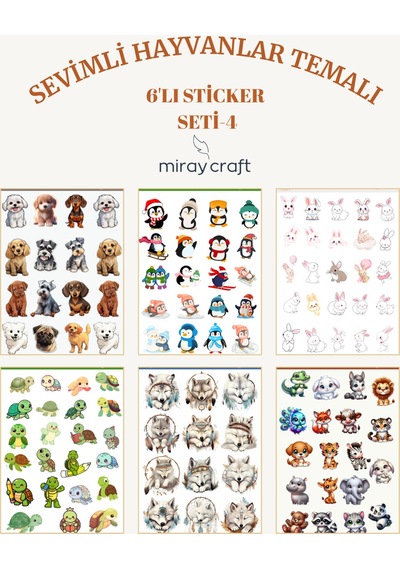 Sevimli Hayvanlar Temalı 6 Sayfa Sticker Seti Journal & Planner 12 17 Cm Diğer