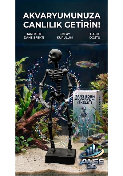 Alse Dans Eden Akvaryum İskeleti 2'li Set - Akvaryumunuzda İkili Eğlence Siyah