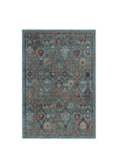 Cool Halı Saray Turkuaz Vintage Etnik Çiçek Motifli Soft Çerçeveli Bohem Oturma Odası Salon Halısı