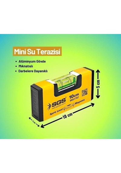 Tr Sgs Alimünyum Mıknatıslı Su Terazisi Mini 10cm