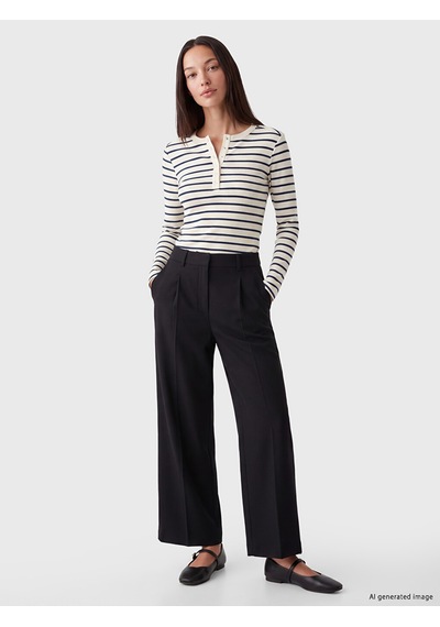 Lcw Everyday Lacivert Bisiklet Yaka Çizgili Kadın Body