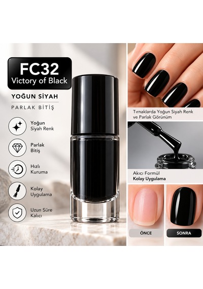 Color Nail Enamel Oje-fc32 Siyah - 9073359738512 Fc32 Vtry Of Blck
