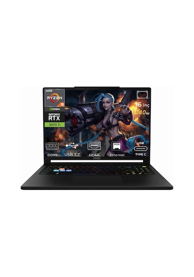 MSI Raider A16 HX B8WH-011TR-K15 R9-8940HX 32 GB 4 TB SSD RTX5070Ti 16" W11H Dizüstü Bilgisayar
