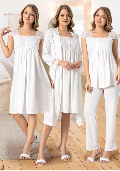 Duchesse 42200 Lohusa 4 Lü Pijama Gecelik Sabahlık Tk (514498683)