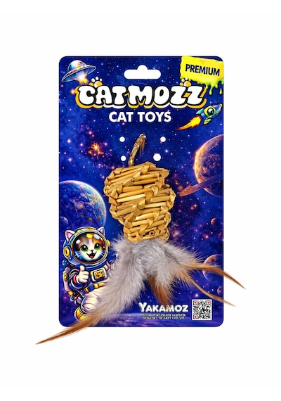 Catmozz Premium Doğal Hasır Örgü Top Oyuncak