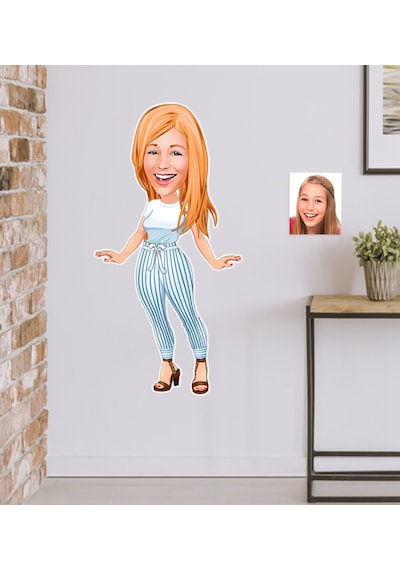 Kişiye Özel Bayan Karikatürlü Duvar Sticker 50X70CM 15