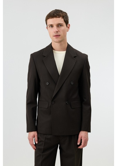 Antioch Relaxed Kruvaze Erkek Blazer Ceket Kahve