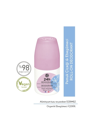 Yves Rocher Pamuk Çiçeği & Ebegümeci Kadın Roll-On Deodorant 50 ML