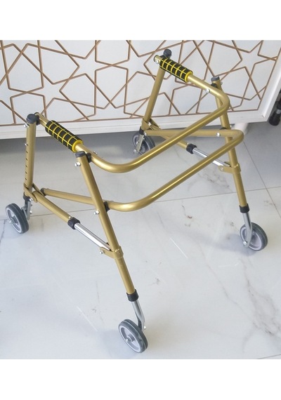 Çocuk Dört Tekerlekli Frenli Katlanabilir Ters Walker Küçük