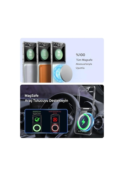 Samsung Uyumlu Z Flip 5 Şeffaf Magsafe Kılıf Mtl Safe