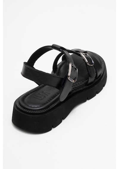 Luvishoes Melvın Siyah Hakiki Deri Kadın Sandalet Siyah