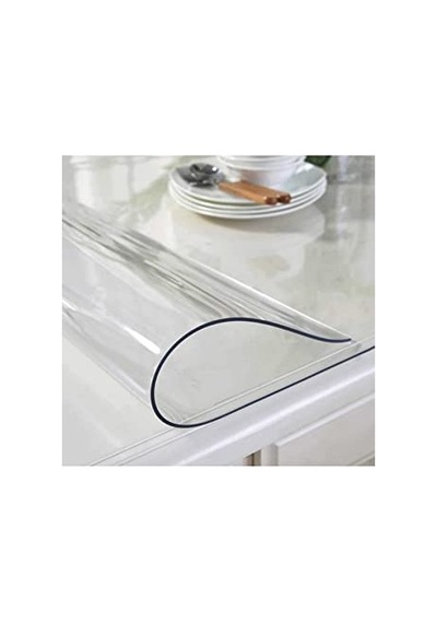 Şeffaf Masa Örtüsü 90cm X 150cm 1.8mm Kalın Pvc Masa Örtüsü Koruyucu Açık Bej
