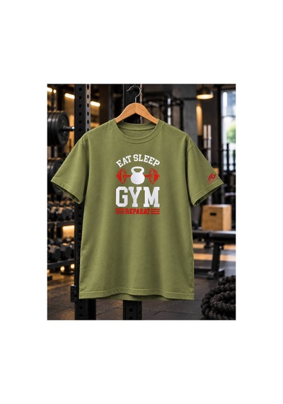 Segungear Gem Fitness Erkek Regular Fit Baskılı Spor Tişört Haki - 931493728 Haki