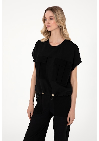 U.S. Polo Assn. Kadın Siyah Bisiklet Yaka Tişört 50300778-VR046