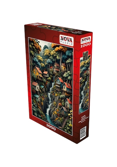 Nova Puzzle 1000 Parça Ağaçların Gölgesindeki Huzur Puzzle - Ağaçlar Arasındaki Evler