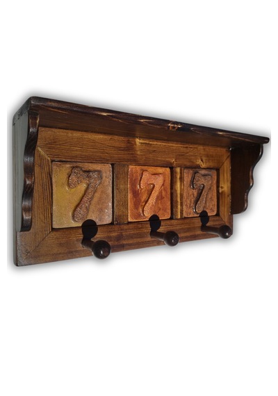 Portmanto Duvar Askılığı, 777 Spiritüel Temalı Elbise, Havlu, Bornoz Askısı 36x8,5x15,5 Ahşap