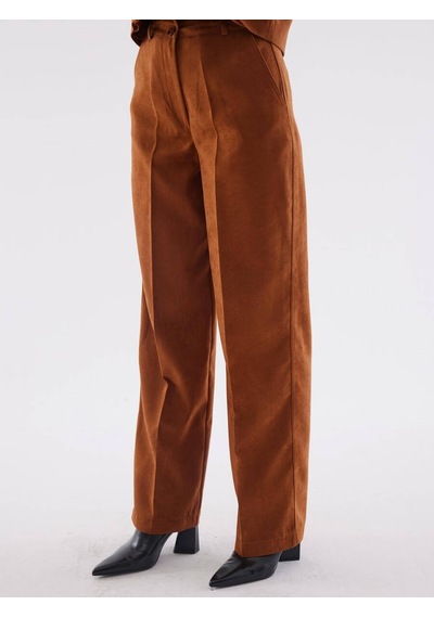 Süet Camel Bol Paça Pantolon 001
