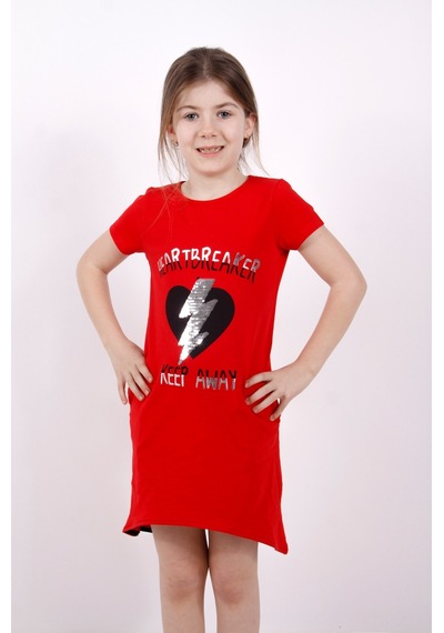 Toontoy Kız Çocuk Elbise Keep Away Baskı Kırmızı Toontoy Kız Çocuk Elbise Keep Away Baskı Kırmızı