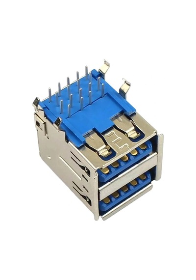 Ic-265e İkili Usb3.0 Konnektör A Tip Şase Dişi 90 Mavi