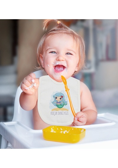 BK Kids Küçük Deniz Kızı Tasarımlı Bebek Mama Önlüğü - Model 1
