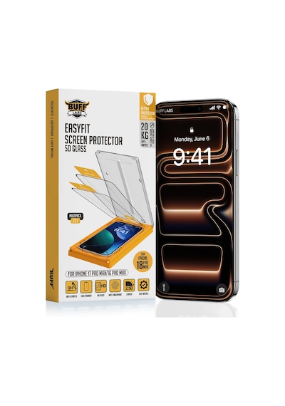 Buff Apple Uyumlu iPhone 18 Pro Max / iPhone 17 Pro Max / 16 Pro Max 5d Glass Easyfit 2 Adet Ekran Koruyucu