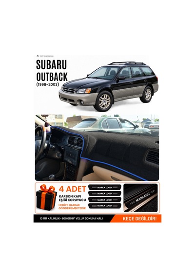 Subaru Outback 1998-2003 Uyumlu Torpido Örtüsü, Torpido Kılıfı - Siyah-mavi - Su006