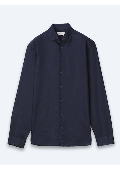 Kip Lacivert Düz Regular Fit Uzun Dokuma Casual Pamuk Karışımlı Gömlek