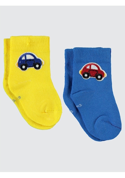 Civil Baby Erkek Bebek Aksesuarlı 2'li Çorap 6-18 Ay Mavi-sarı Mavi-sarı Mavi - Sarı