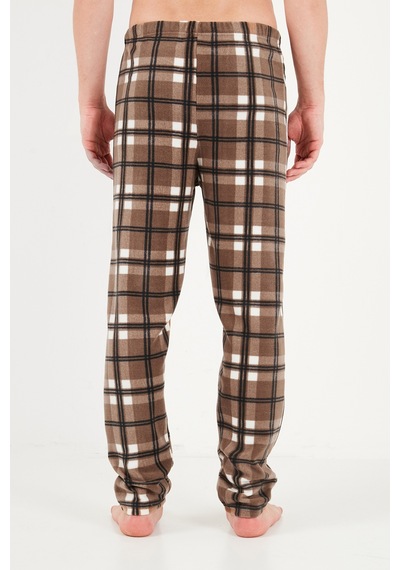 Buratti Lastikli Bel Düz Paça Yumuşak Dokulu Polar Pijama Altı Erkek Pijama Altı 6098001 Camel
