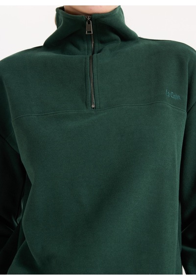 Lee Cooper Yeşil Kadın Dik Yaka Regular Fit Sweatshirt 261 Lcf 241015 Vegas Zümrüt Zümrüt Yeşili