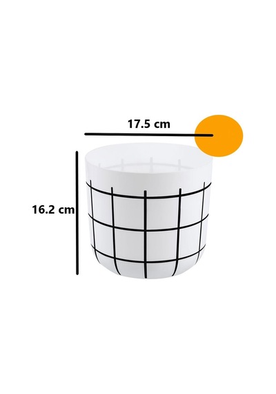 Omnipazar Krs-212 Dekoratif Karo Desenli Saksı 2.8 Litre No 2 Beyaz