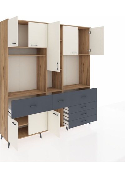 Hyperion Dolap 10 Raflı 6 Çekmeceli 8 Kapaklı 220x44x243 Çam-aytaşı/antrasit Aytası/antrasıt Hyperion Dolap 10 Raflı 6 Çekmeceli 8 Kapaklı 220x44x243 Çam-aytaşı/antrasit Aytası/antrasıt