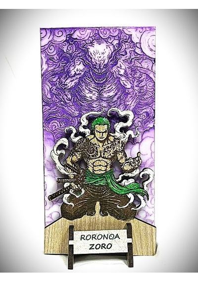 Dükkan Design Lazer Kazıma El Boyama One Piece Roronoa Zoro Ahşap Biblo Çok Renkli
