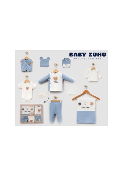 Baby Zuhu My Baby Kumsal % 100 Coton 10 Lu Hastane Çıkışı Only Bear 6553 Mavi Mavi