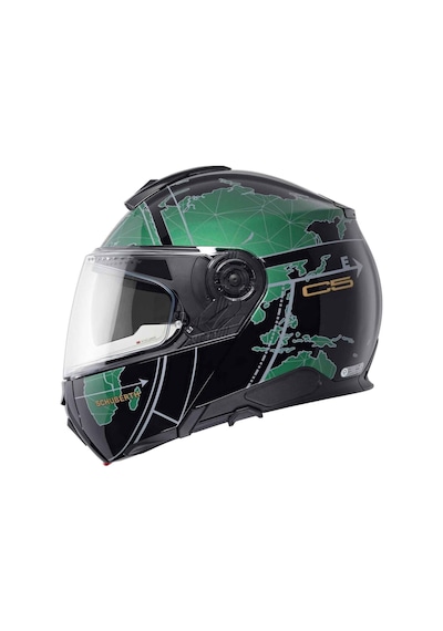 Schubert C5 Globe Green Çene Açılır Motosiklet Kask Siyah - Yeşil