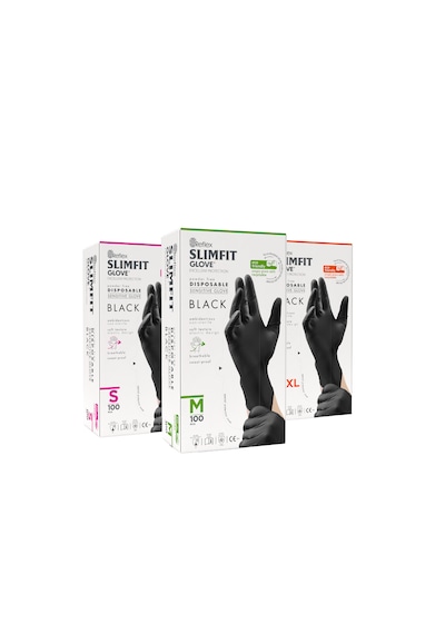 Slimfit Glove Pudrasız Yırtılmaya Dayanıklı Tek Kullanımlık Siyah Eldiven 100'lü