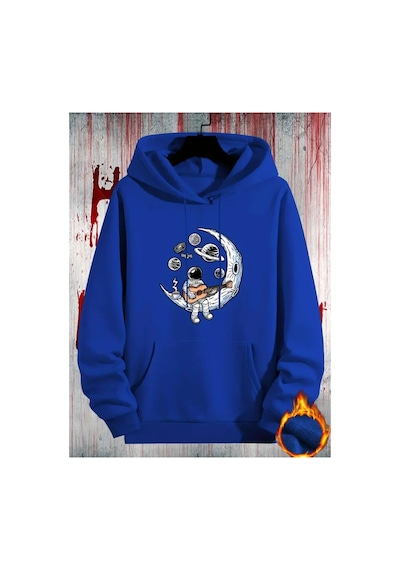 Medinenur Astronot Desenli 2 İplik Şardonlu Sweatshirt Saks
