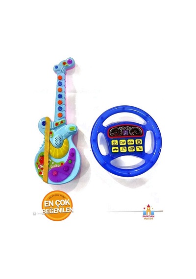 Türkçe Müzikli Işıklı Gitar Ve Direksiyon Seti - Çocuklar İçin Eğlenceli Oyuncaklar