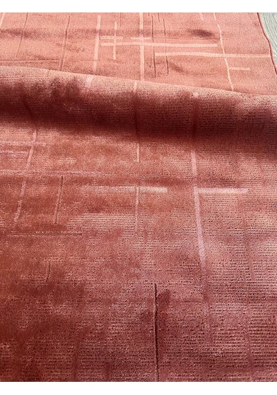 Kiremit Rengi Lotus Bambu Model Altı Kaymaz Makine Dokuma Halı-858 Renkli