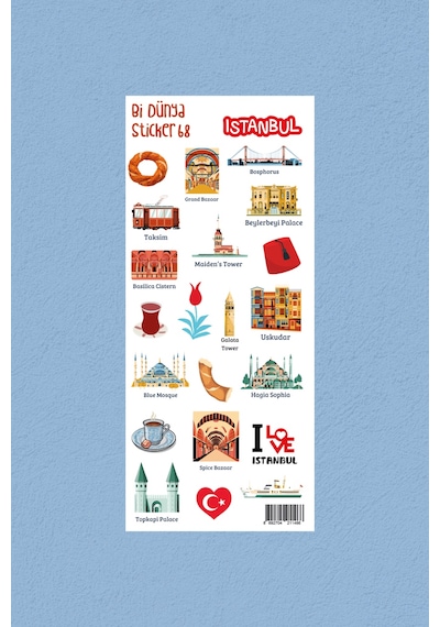 M68 İstanbul Mekanları Sticker Seti Çok Renkli