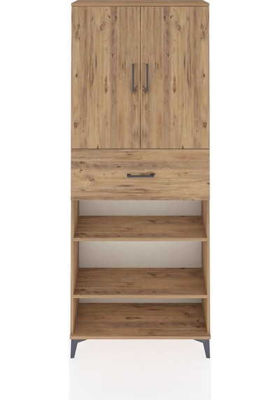 Arges Dolap 5 Raflı Tek Çekmeceli 2 Kapaklı 88x30x221 Çam-çam Atlas Çam