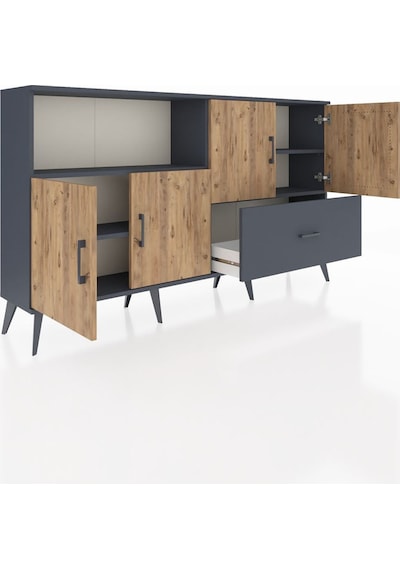 Arges Konsol 4 Raflı Tek Çekmeceli 4 Kapaklı 176x30x99 Antrasit-ç Antrasit-çam/antrasit Arges Konsol 4 Raflı Tek Çekmeceli 4 Kapaklı 176x30x99 Antrasit-ç Antrasit-çam/antrasit