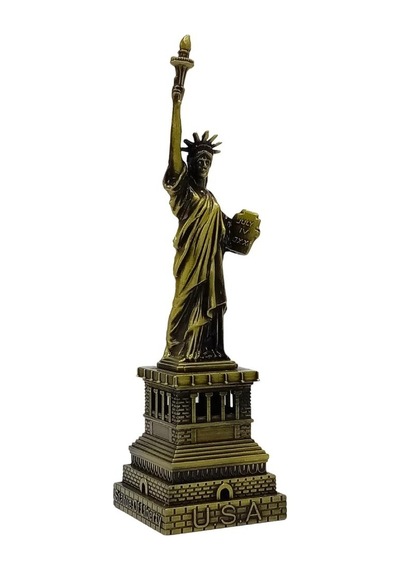 Vintage Metal Usa Özgürlük Heykeli Biblo Antik Bronz 15 Cm