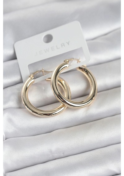 Gold Renk Pirinç Halka 30 Mm Kadın Küpe 5886 Çok Renkli