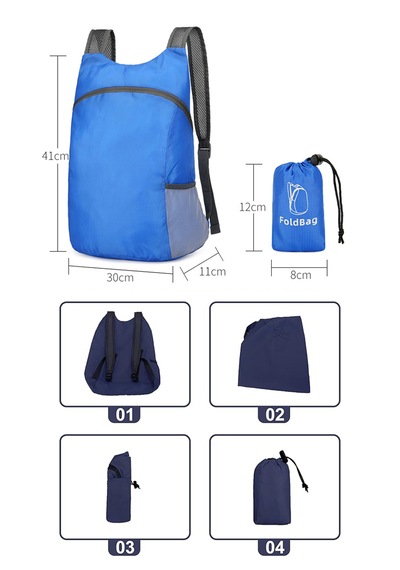 Sportive Katlanabilir Su Geçirmez Spor Sırt Çantası Ultra Hafif Foldable Seyahat & Kamp Çantası 41 Cm Koyu Mavi